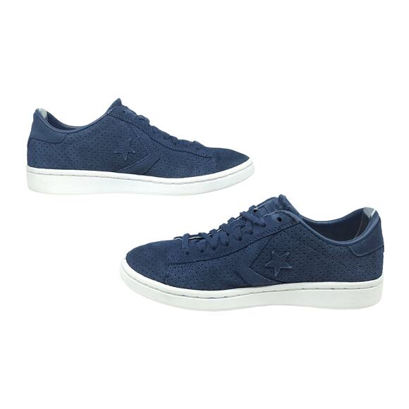 Converse Shoes Womens 6 Navy Blue Suede Leather Low Tops One Star Comfy Preppy - Picture 2 of 14